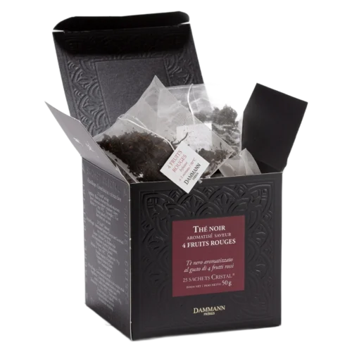 Thé noir 4 Fruits Rouges Dammann - boîte de 25 sachets ouverte