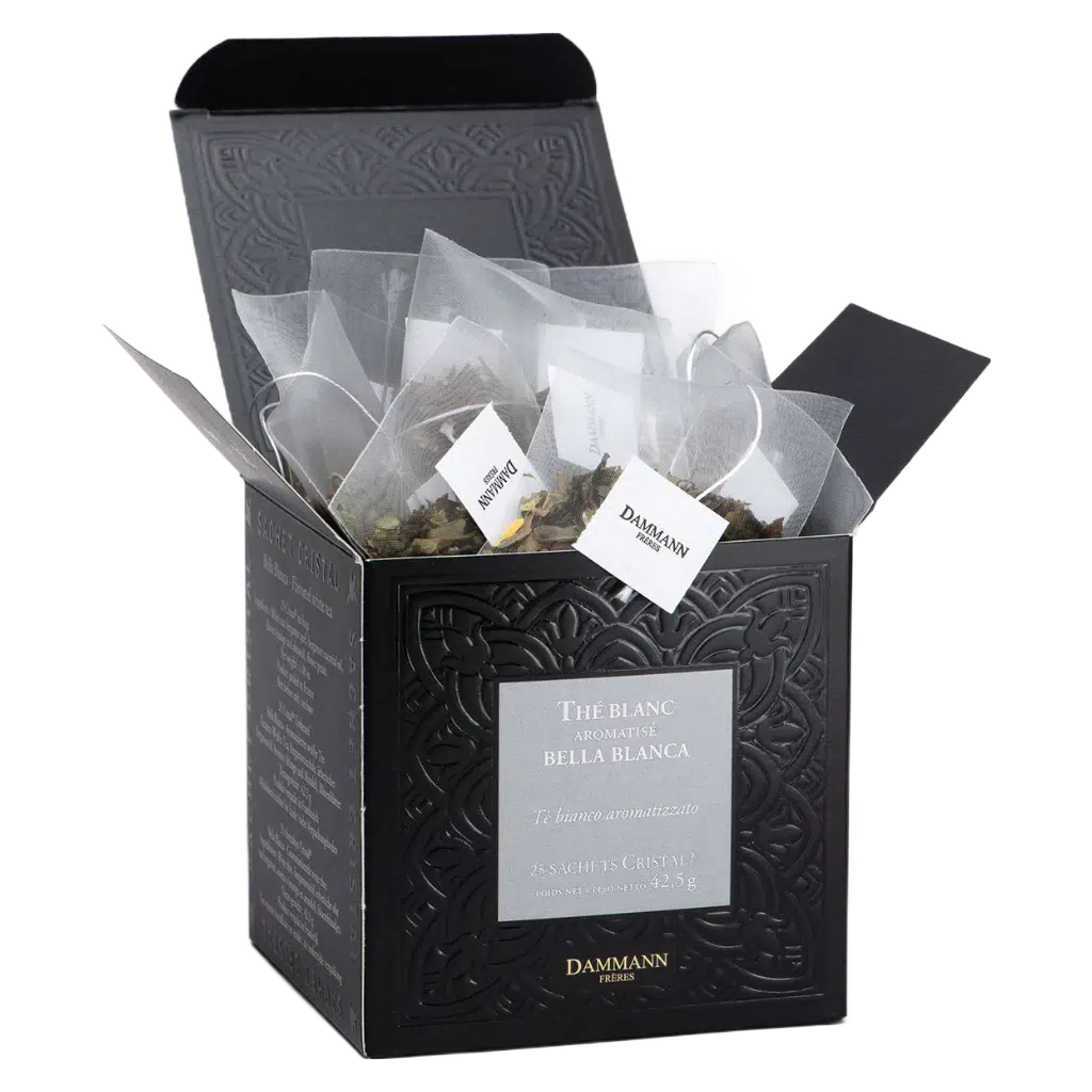 Thé blanc Bella Blanca Dammann - boîte de 25 sachets ouverte