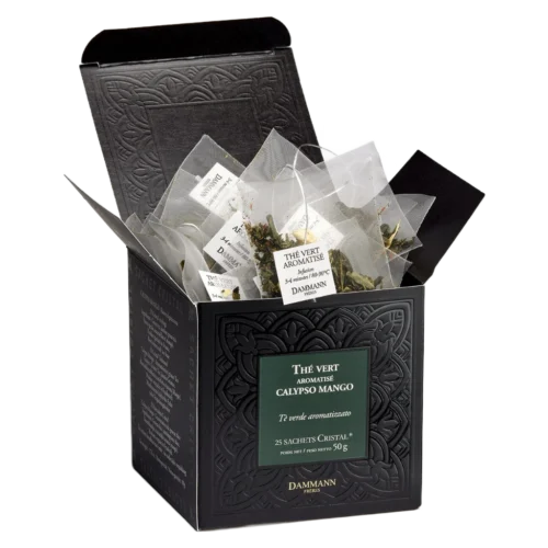 Thé vert Calypso Mango Dammann - boîte de 25 sachets ouverte