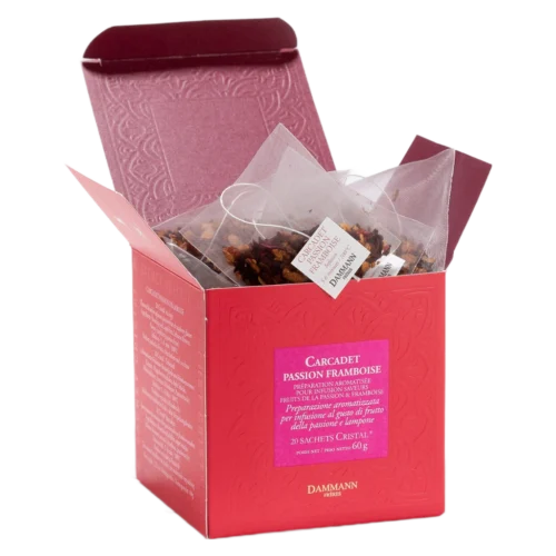 Carcadet Passion Framboise Dammann - boîte de 20 sachets ouverte