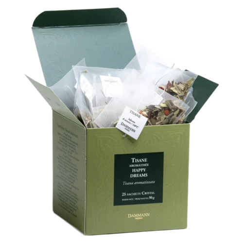Tisane Happy Dreams Dammann - boîte de 25 sachets ouverte
