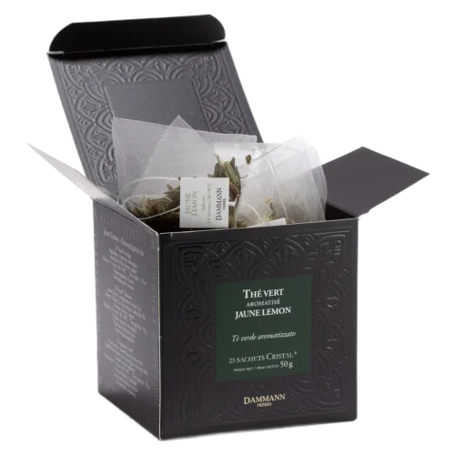 Thé vert Jaune Lemon Dammann - boîte de 25 sachets ouverte