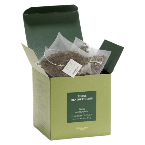 Tisane Menthe Poivrée Dammann - boîte de 25 sachets ouverte