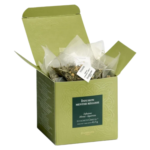 Tisane Menthe Réglisse Dammann - boîte de 25 sachets ouverte