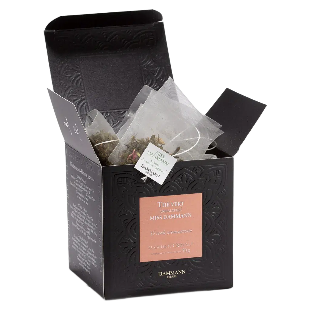 Thé vert Miss Dammann - boîte de 25 sachets ouverte