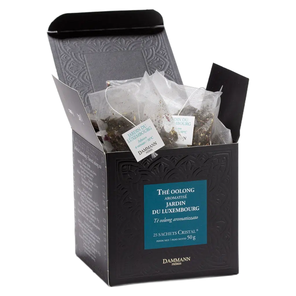 Thé Oolong Jardin du Luxembourg Dammann - boîte de 25 sachets ouverte
