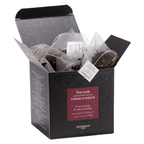 Thé Noir Pomme d'Amour Dammann - boîte de 25 sachets ouverte