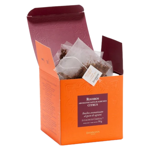 Rooibos Citrus Dammann - boîte de 25 sachets ouverte