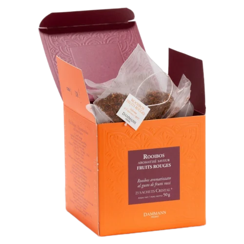 Rooibos Fruits Rouges Dammann - boîte de 25 sachets ouverte