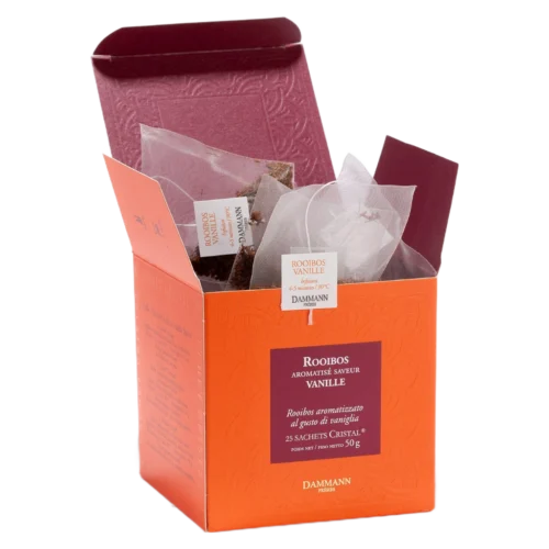 Rooibos Vanille Dammann - boîte de 25 sachets ouverte