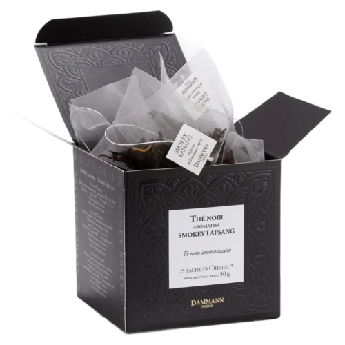 Thé Noir Smokey Lapsang Dammann - boîte de 25 sachets ouverte