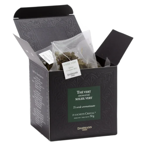 Thé vert Soleil Vert Dammann - boîte de 25 sachets ouverte