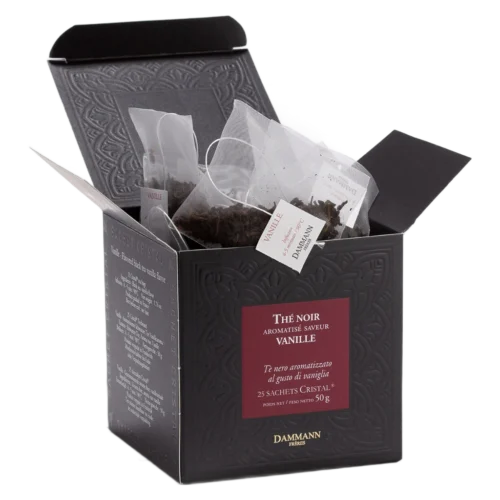 Thé Noir Vanille Dammann - boîte de 25 sachets ouverte