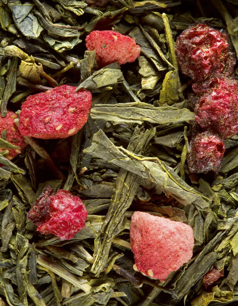 Thé Vert Je m'en vais aux bois Dammann vrac – thé vert fraise des bois framboise cassis