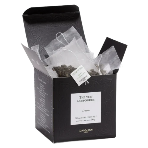 Thé vert Gunpowder Dammann - boîte de 25 sachets ouverte