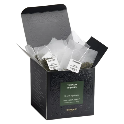 Thé vert au Jasmin Dammann - boîte de 25 sachets ouverte