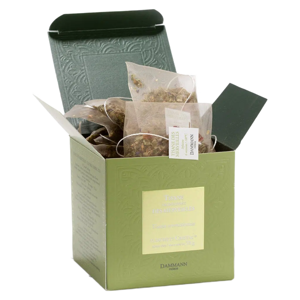 Tisane des Merveilles Dammann - boîte de 25 sachets ouverte