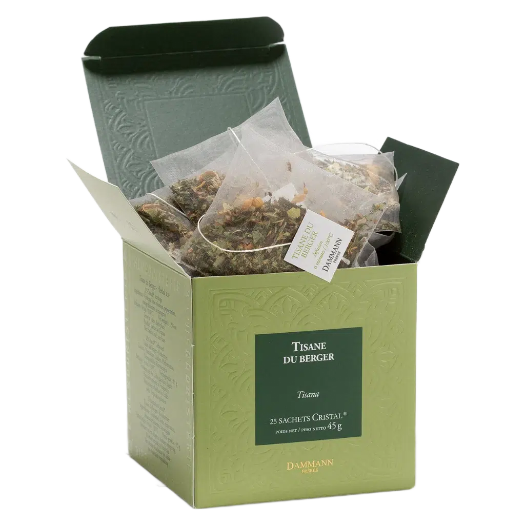 Tisane du Berger Dammann - boîte de 25 sachets ouverte