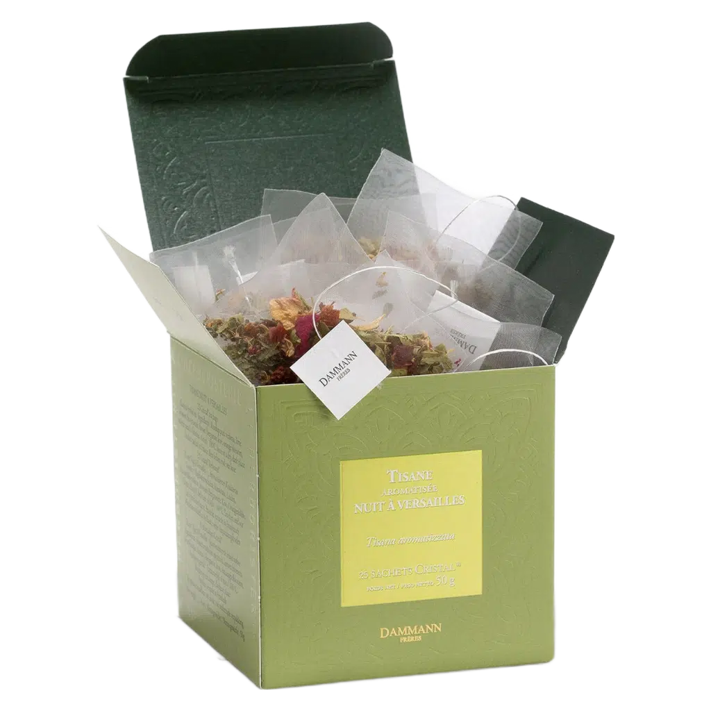 Tisane Nuit à Versailles Dammann - boîte de 25 sachets ouverte