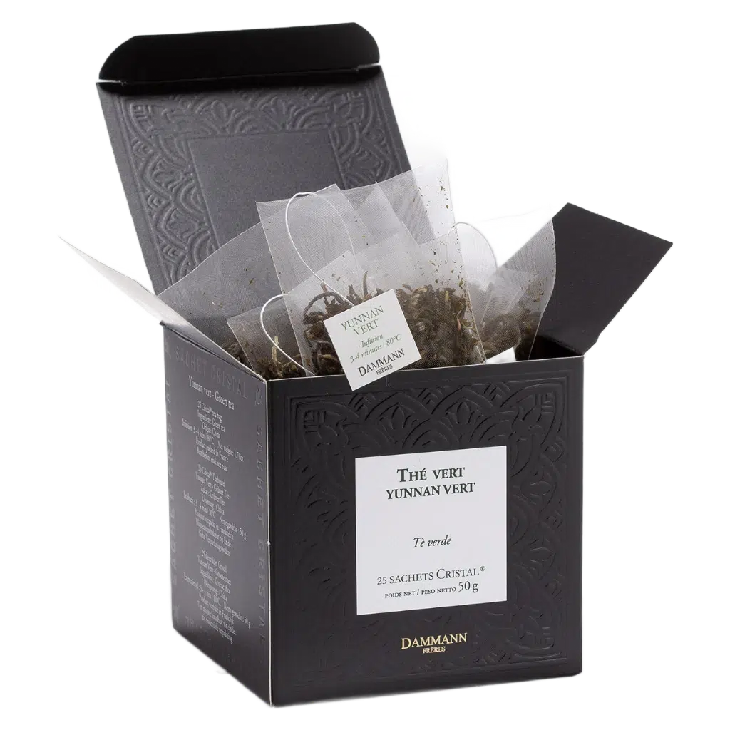 Thé Vert Yunnan Vert Dammann - boîte de 25 sachets ouverte